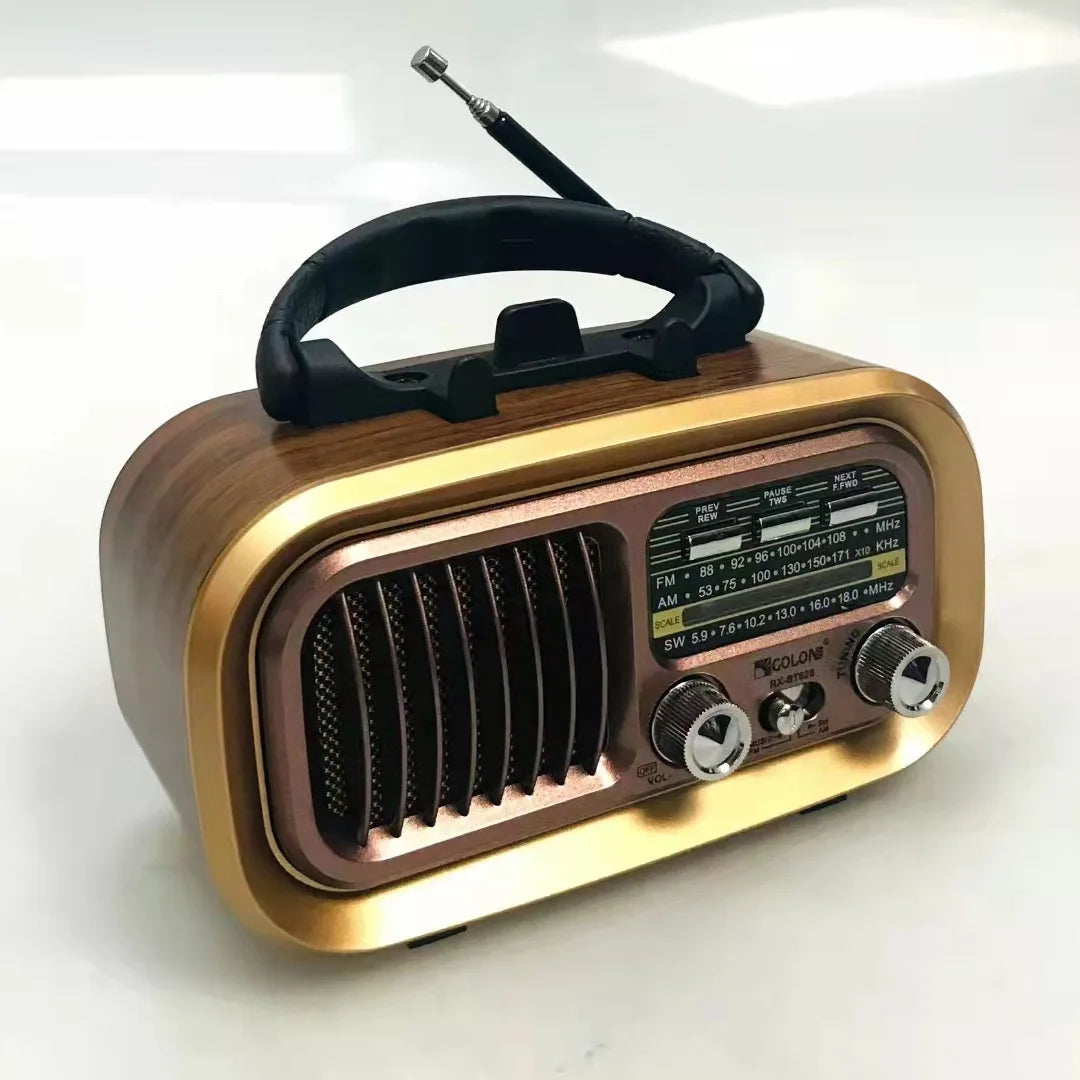 Portable Emergency Retro Radio FM/AM/SW1-6 Radio Receiver BT Speaker Solar MP3 Music Player with LED Light Support USB/TF Card