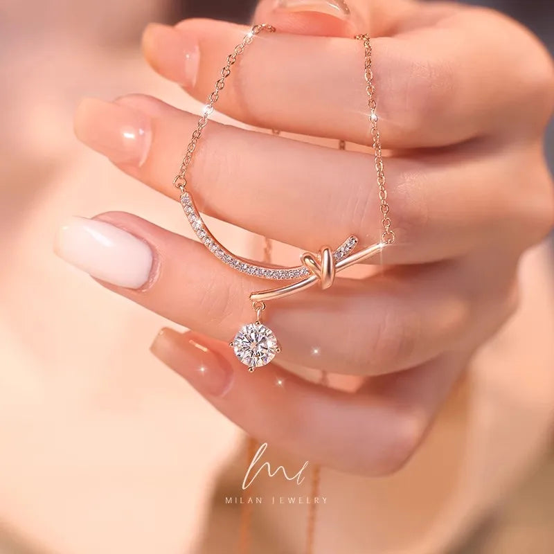 D Color 1CT Real Moissanite Necklaces for Women 100% 925 Sterling Silver Elegant Luxury Diamond Pendant Necklace Fine Jewelry