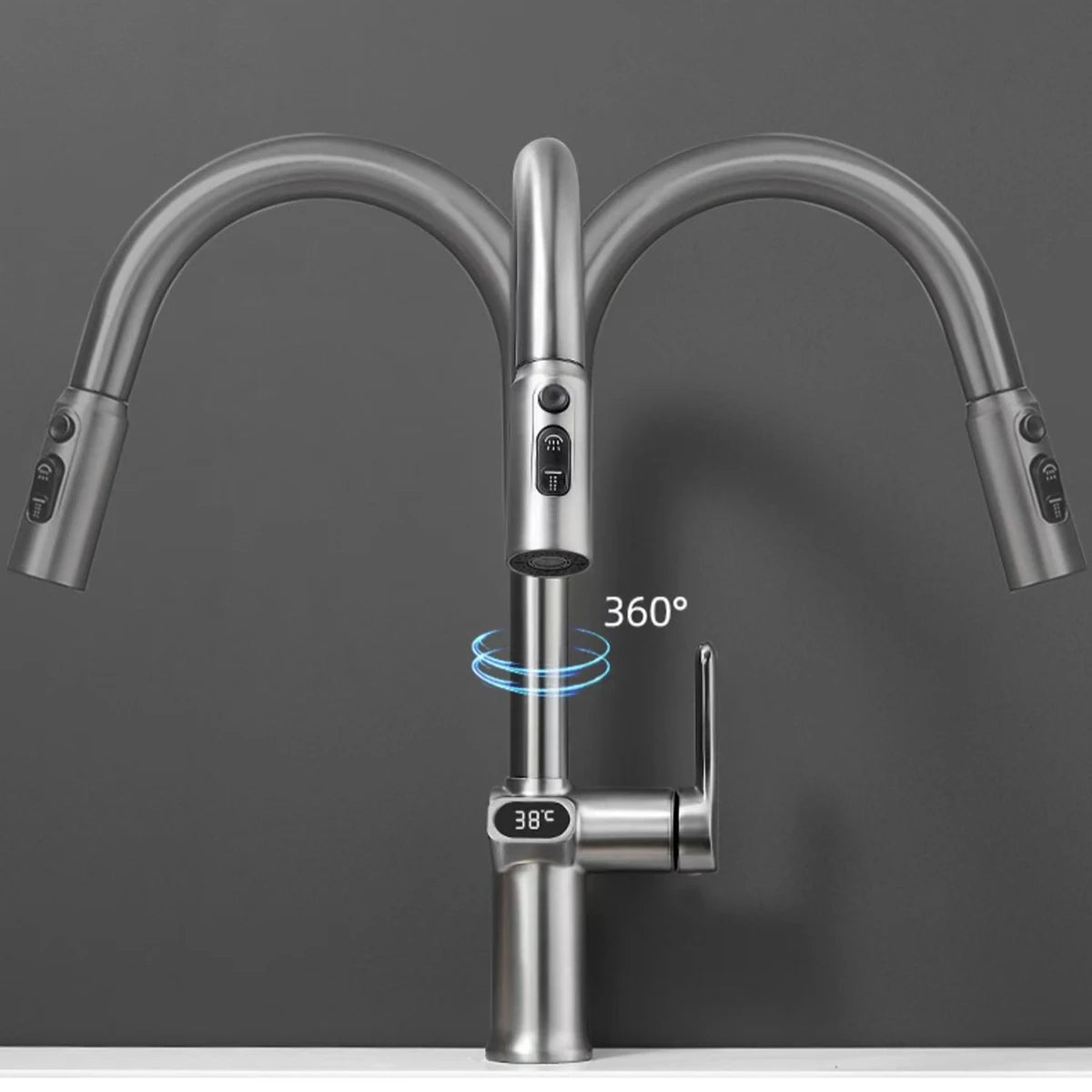 Kitchen Faucet Temperature Faucet Kitchen Pull Out Kitchen Sink Faucet Digital Display Function Rotatable Kitchen Taps