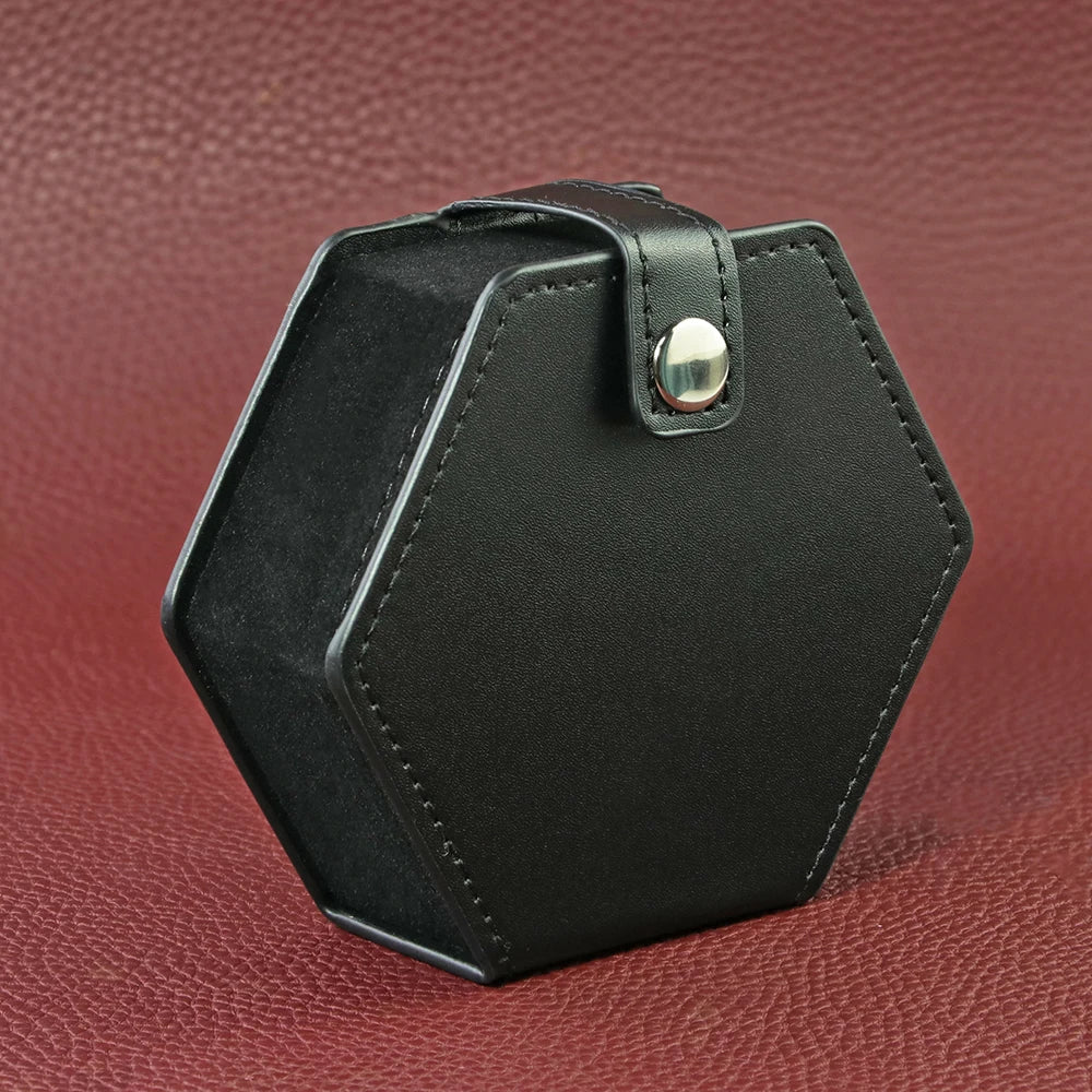 Black Leather Box DND Dice Case with Removable Slotted Tray, for D&D Role Playing Table Games 7-Piece Polyhedral Dices Storage