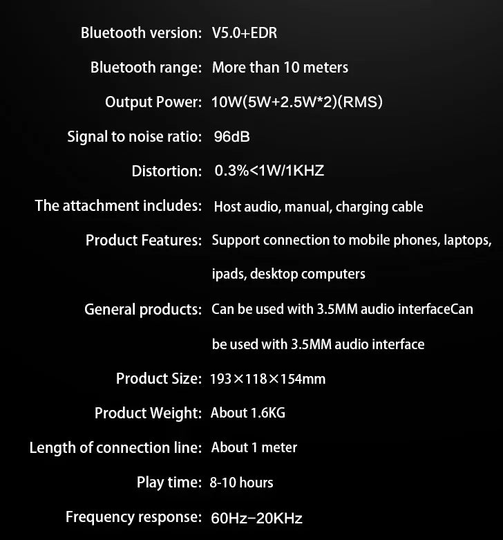 Portable Subwoofer Wireless Bluetooth Speaker Outdoor Hi-Fi Surround Bass Remote Control FM Radio Support Microphone Karaoke
