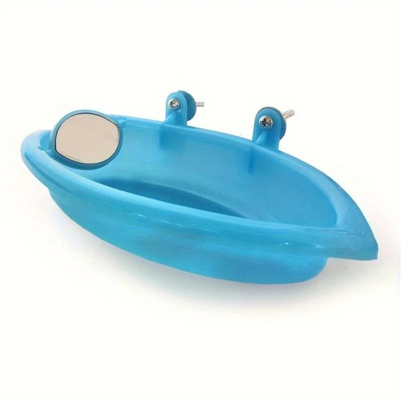 Mirrored Bird Bath Pet Cage Bath Basin Parrot Bath Basin Parrot Shower Supplies with Mirror Bird Cage Accessories Pet Toys