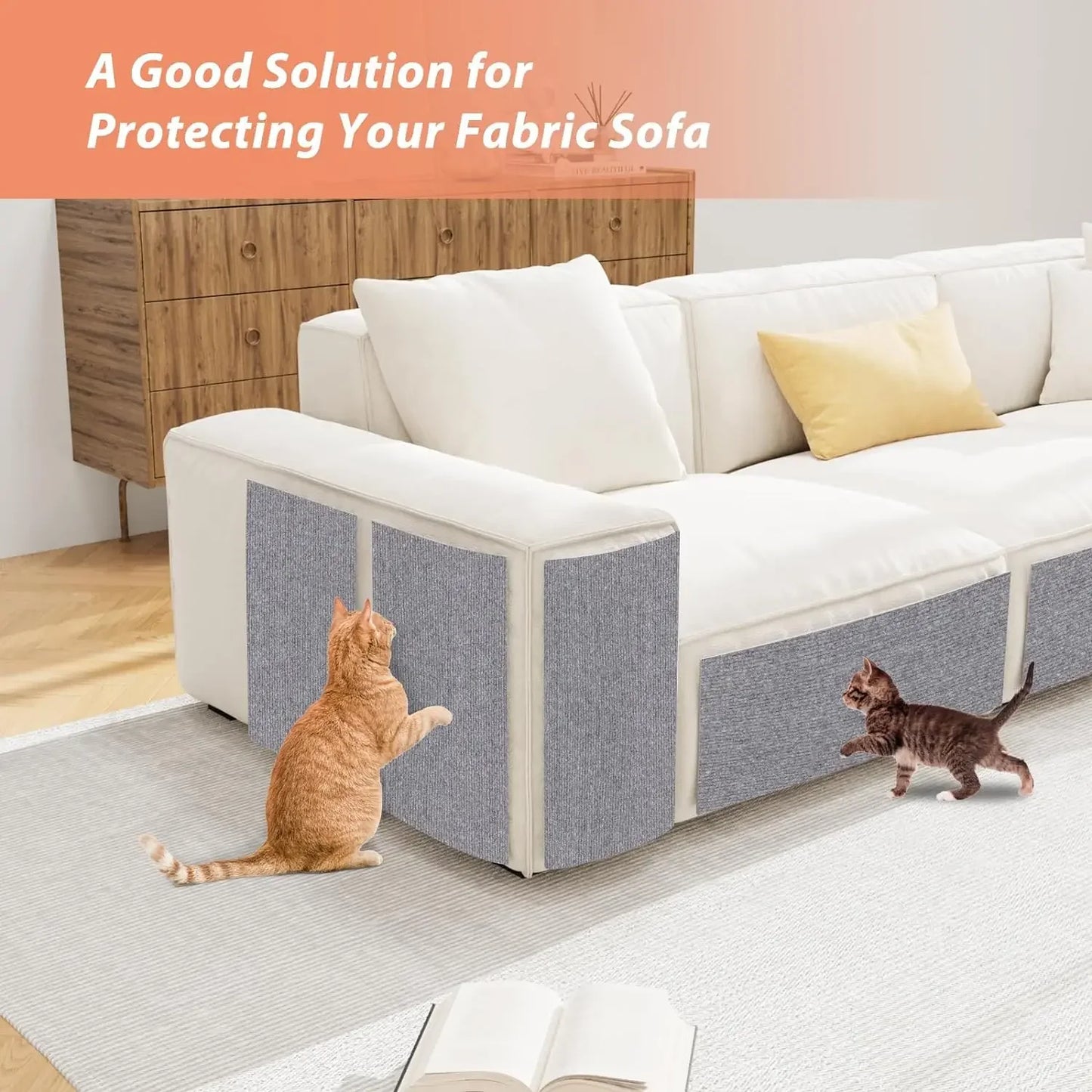 Cats Scratching Pad Self-Adhesive DIY Trimmable Carpet Protection for Sofa Protection Cat Scratching Pad Vertical Wall Sticker