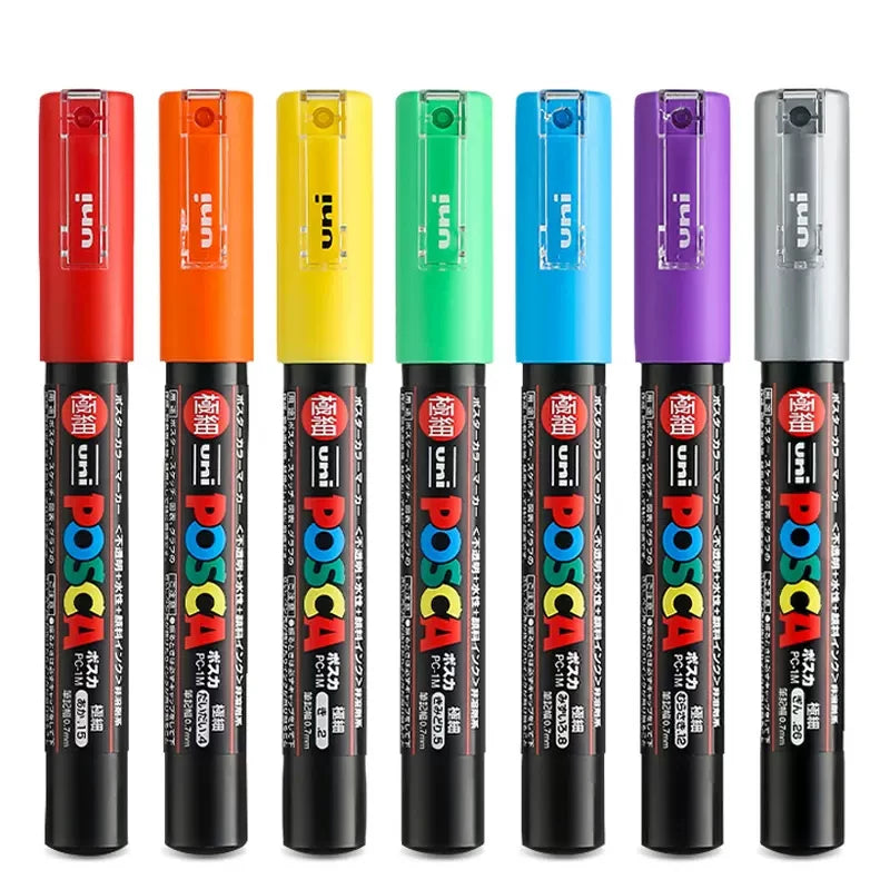 1pcs Uni Posca Marker Pen PC-1M fineliner 0.7mm rotulador permanente acrylic marker paint pen Water-Based Pigment Ink 21 Colores