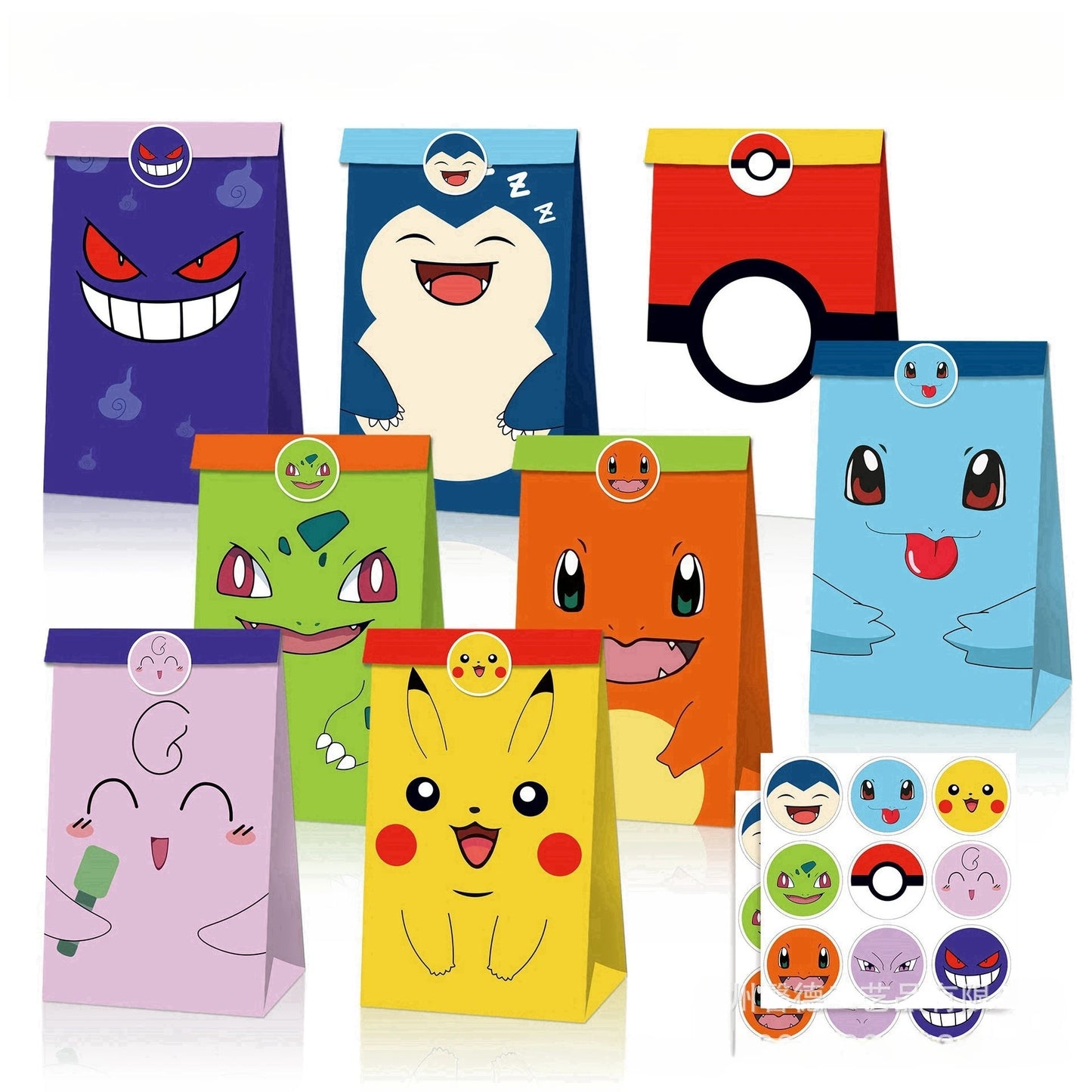 Pokemon Halloween Candy Gift Box Anime Pikachu Kraft Paper Bag Jigglypuff Candy Party Kraft Paper Bag Sticker Cute Kawaii Child