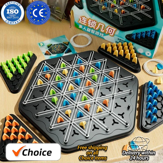 New Geometry Chain Chess Puzzle Triangle Chess Desktop Game Rubber Band Training Family Interaction Exercise Thinking Toys Gifts