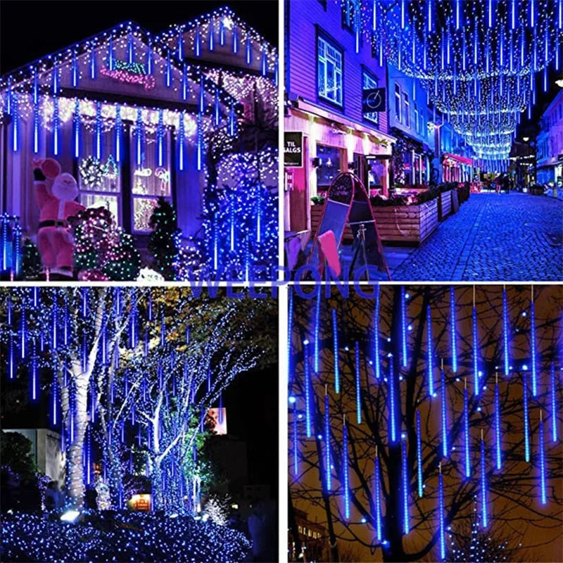 LED Meteor Shower Rain String Lights Waterproof Garden Light 8 Tubes Christmas Tree Holiday Party Wedding Holiday Decoration