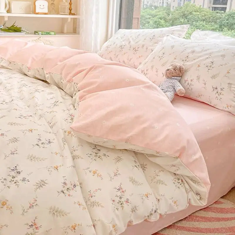 Floral Bed Duvet Covers Pastoral Four Seasons Polyester Quilt Cover King Queen Size Bedroom Bedding Home Textile Simple Cozy