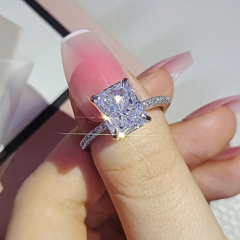 2023 New Design Luxury Pink Ice Cut 925 Sterling Silver Ring For Women Wedding Engagement Finger Lady Gift Jewelry R7233S