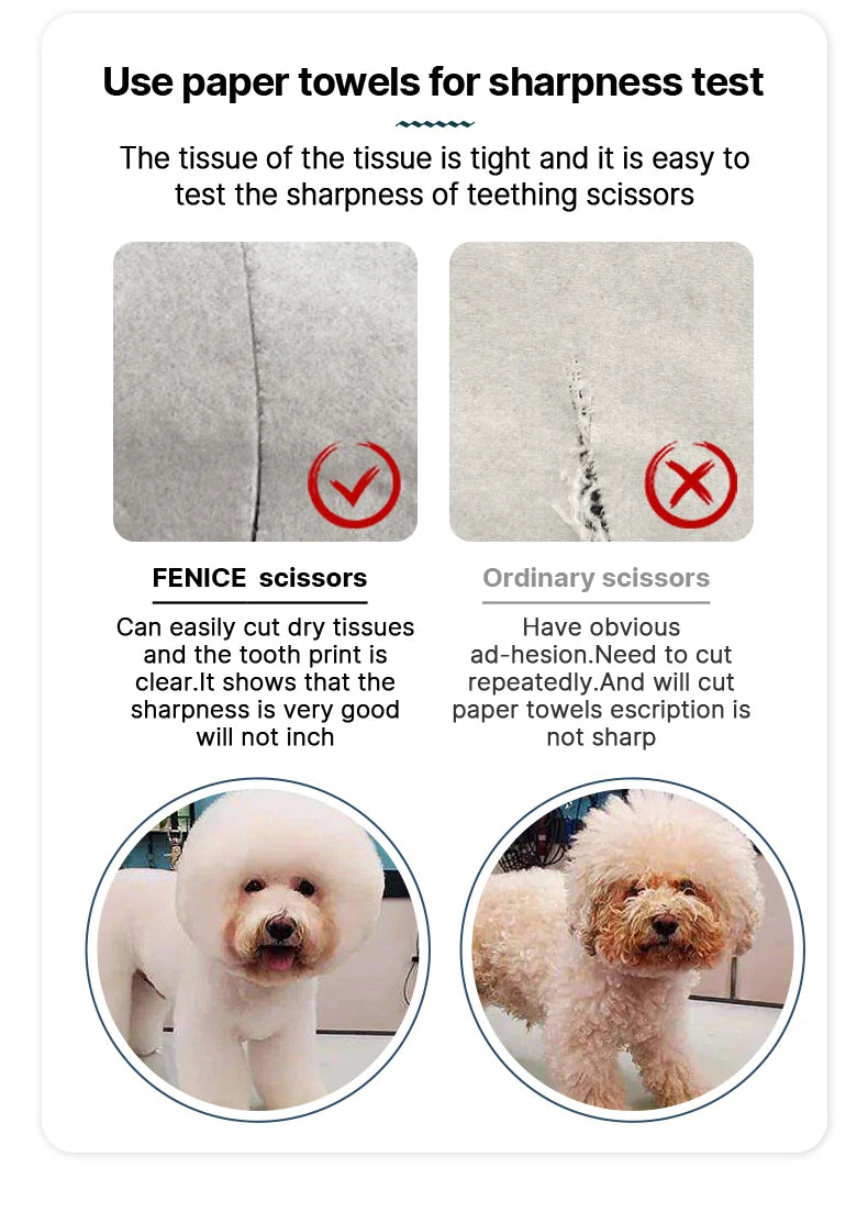 Fenice  Professional Home Pets Grooming Set 6//6.5/7/7.5 Inch Bearing Screw Straight Curved Thinning Chunker Shears for Dogs/Cat