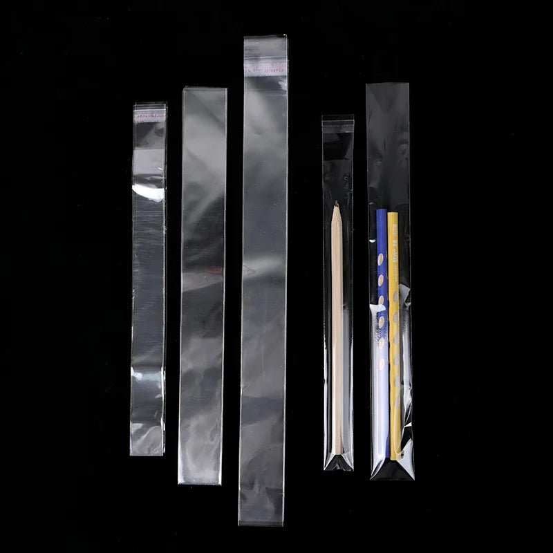 TETP 200Pcs Long Clear Self Adhesive Bags For Bracelet Necklace Pencil Jewelry Gifts Accessories Packaging Storage Plastic Bag