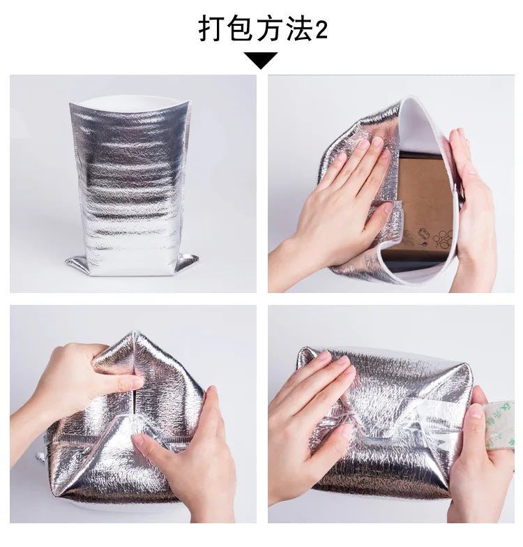 10 Pcs Aluminum Foil Insulated Food Storage Ice Bag Picnic Bags Thermal Cooler Reusable Lunch Snack Bento Picnic Hot &Cold Pouch