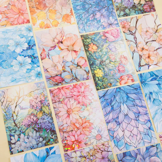 5 pcs Large size Floral pattern Background Stickers aesthetic Decorative collage Scrapbooking Diary Album Stationery Sticker