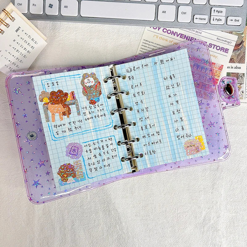 A7 Notebook 6-hole PVC Notebook Cover Loose-leaf Account Book Case Replacement Shell Journal Binder Mini Notebook Planner