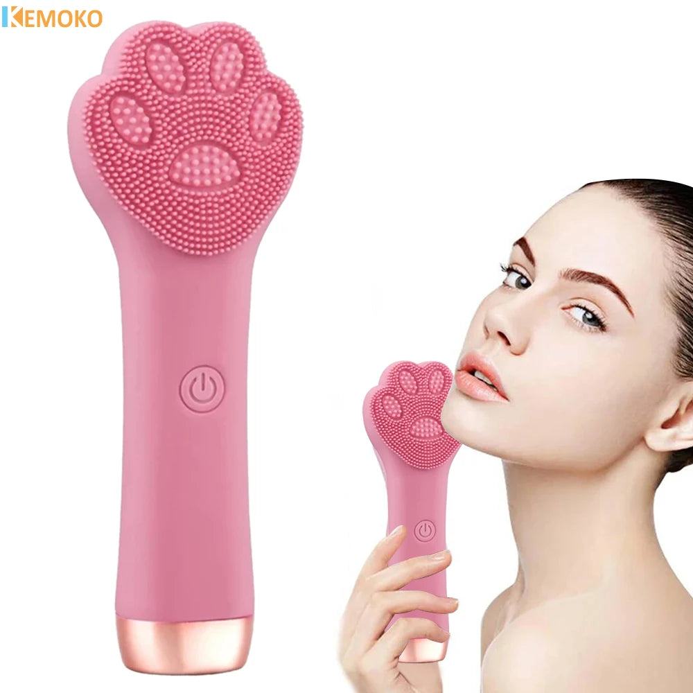 Mini Face cleansing brush USB Charging Waterproof 8 Level Cat Paw Blackhead Makeup Remover Pore Clean Face Wash Skin Care Tool