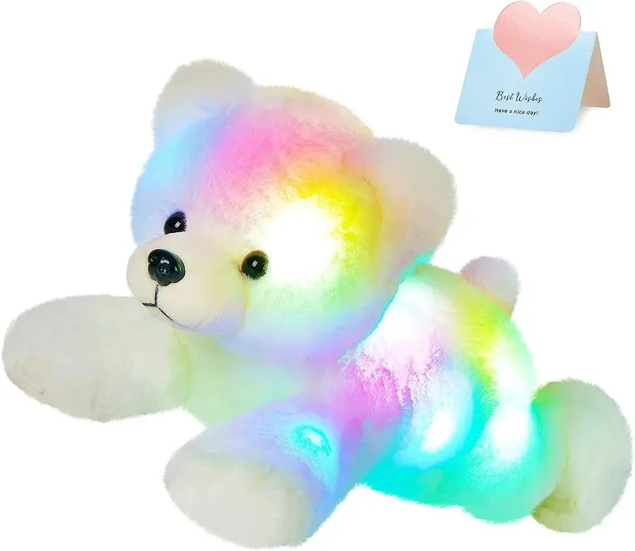 37cm Stuffed Polar Bear Plush Doll Animals LED Plush Toy Music Night Lights Glow Pillow White Bear Birthday Gift for Girls Kids