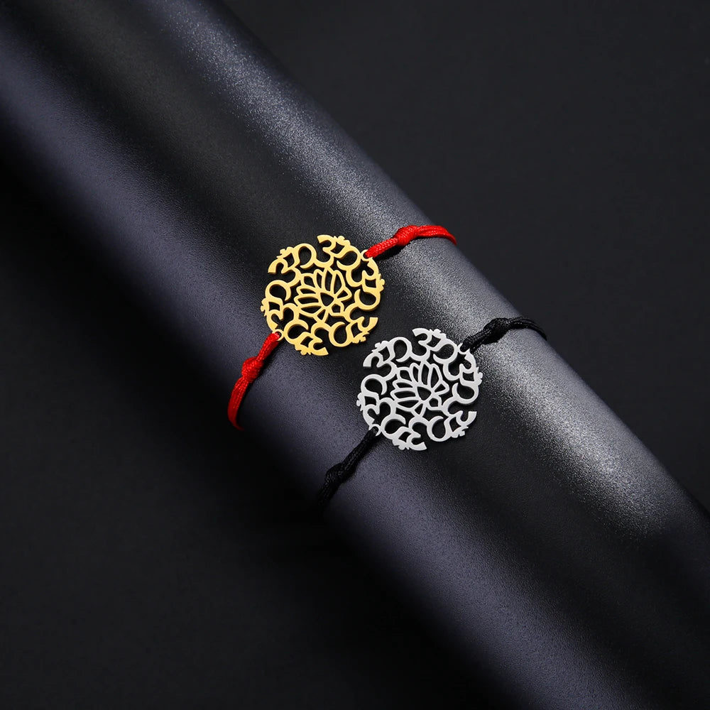 Dawapara OM Aum Symbol Adjustable Bracelet Chakra Hindu Yoga Spiritual Charm Lucky Amulet Stainless Steel Jewelry