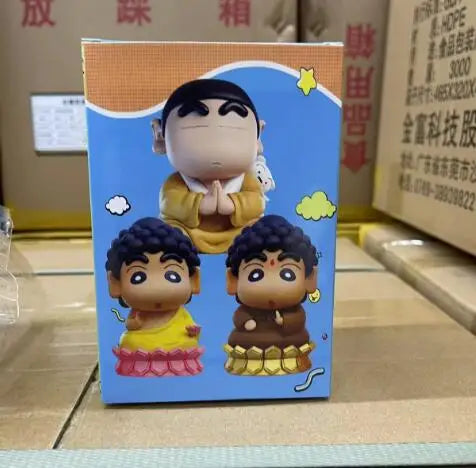 2 Signs Cheap Sale Crayon Shin-chan cos Lord Buddha Cute Anime Action Figure Toys 10CM