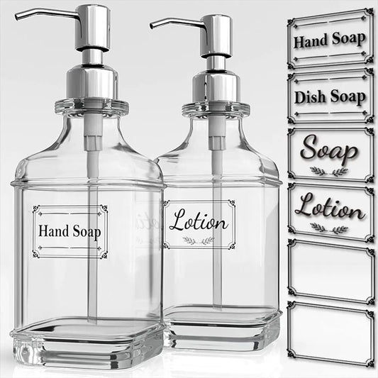 Labels Thick Glass Stainless Steel Pump Press Type Liquid Foam Machine Soap Dispenser Separate Bottle Washing Hand