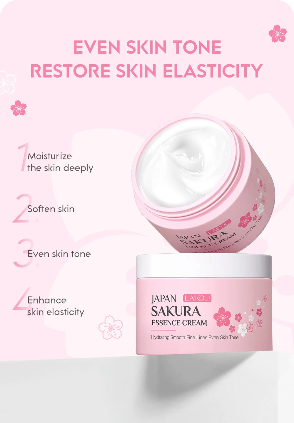 LAIKOU Sakura Essence Cream Anti Wrinkle Anti Aging Moist Nourishing Serum Facial Cream Skin Care Wrinkle Firming