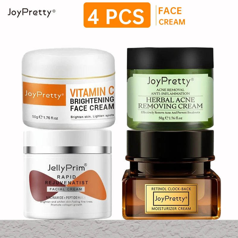 JoyPretty VC Whitening Face Cream Herbal Acne Treatment Set Retinol Anti Wrinkle Combo For Dark Skin Cream Facial Skin Care 50g