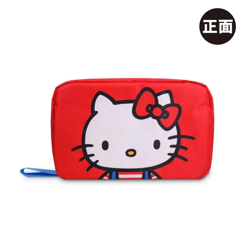 Sanrio Hello Kitty Portable Large Capacity Hangable Cartoon Fold Cosmetic Storage Bag Wall Handbag A Birthday Gifts for Girls