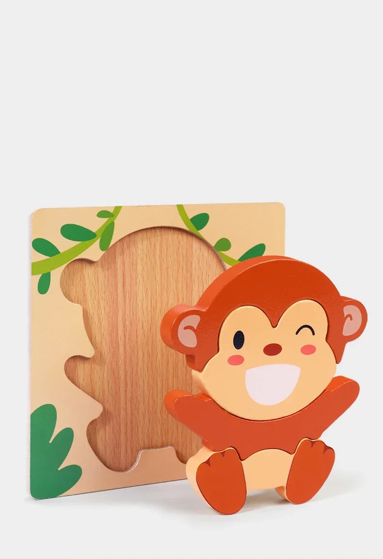 3D Baby Wooden Puzzle Montessori Toys Kids Learning Educational Tangram Shape Traffic Animal Cartoon Puzzle Cognitive Games