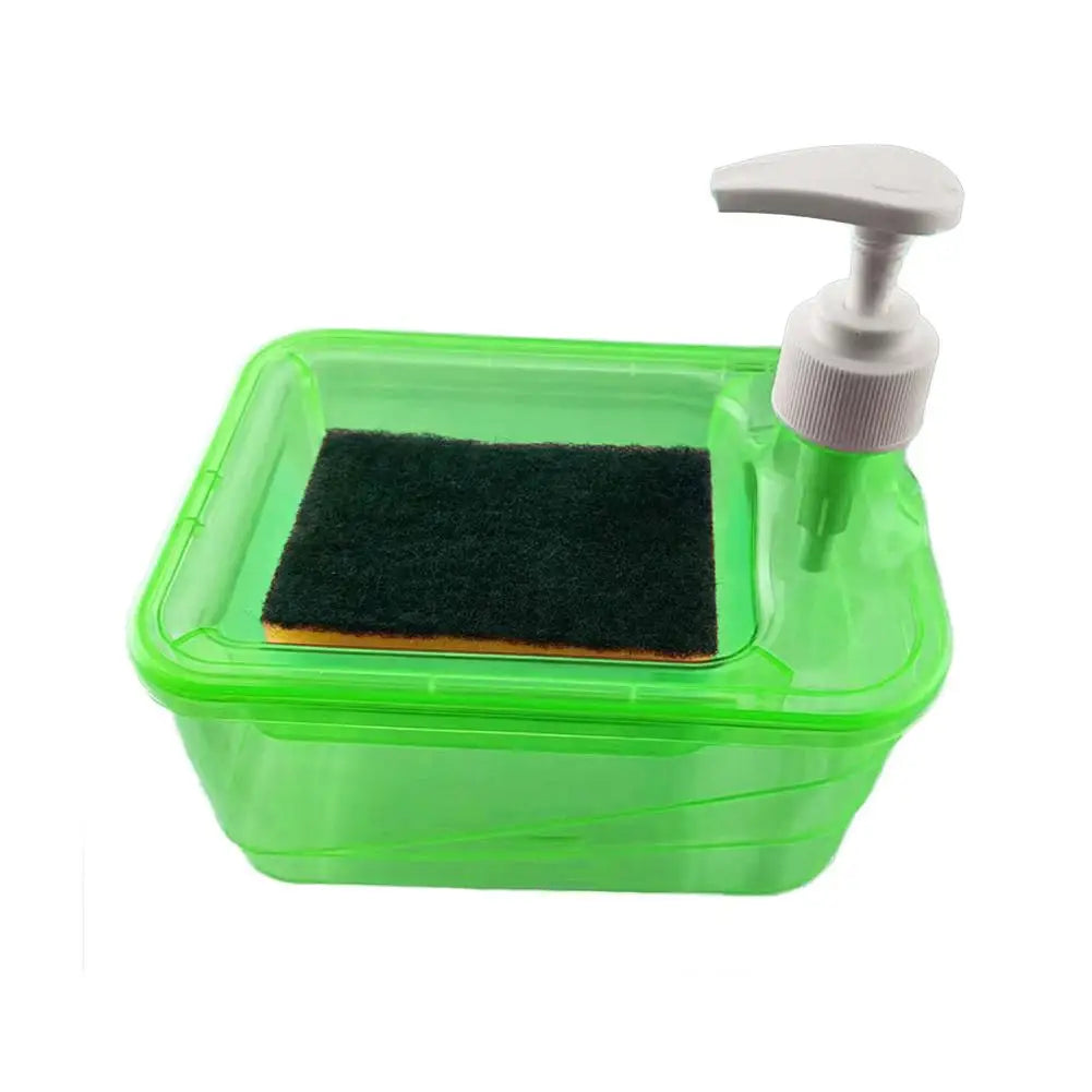 3in1 Soap Dispenser & Scrubber Holder with Sponge Plastic Hand Soap/Dish Soap Dispenser for Kitchen Bathroom