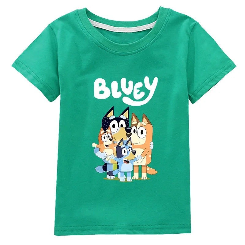 Moose New Bluey Family Summer Short-Sleeved T-Shirt Fashionable Children'S Clothing Boys And Girl Clothes Short-Sleeved T-Shirt