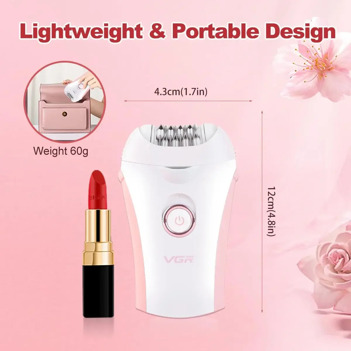 VGR Hair Remover Electric Epilator Portable Underarms Leg Body Epilator Bikini Hair Removal Tool USB Epilator for Women V-705