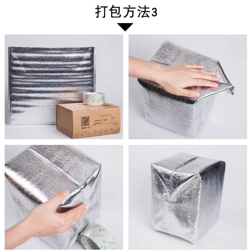 10 Pcs Aluminum Foil Insulated Food Storage Ice Bag Picnic Bags Thermal Cooler Reusable Lunch Snack Bento Picnic Hot &Cold Pouch