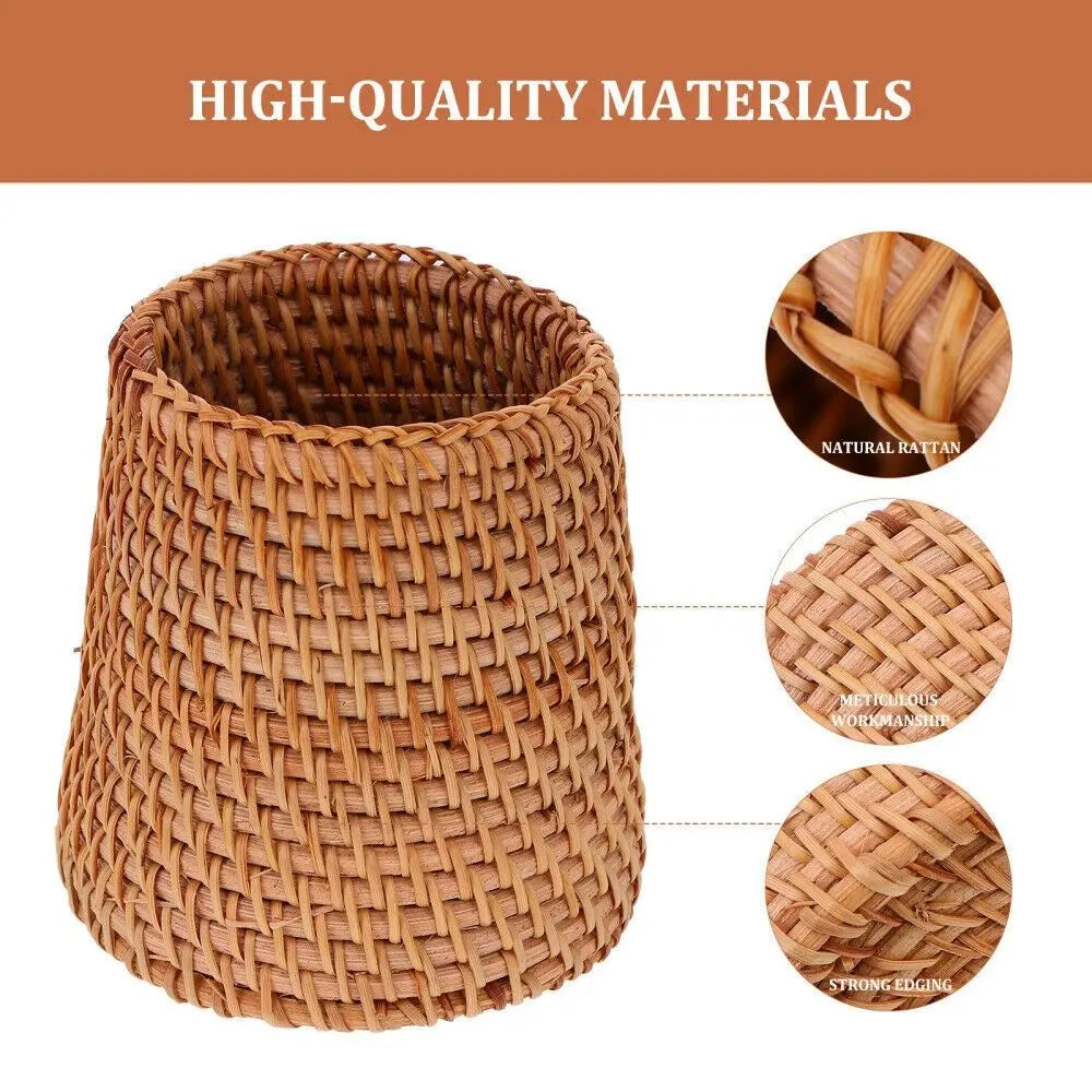 Handmade Rattan Pencil Holder Home Decoration Sundries Storage Basket Tableware Storage Household Pen Container Student Gifts