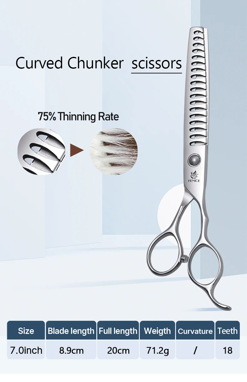 Fenice  Professional Home Pets Grooming Set 6//6.5/7/7.5 Inch Bearing Screw Straight Curved Thinning Chunker Shears for Dogs/Cat