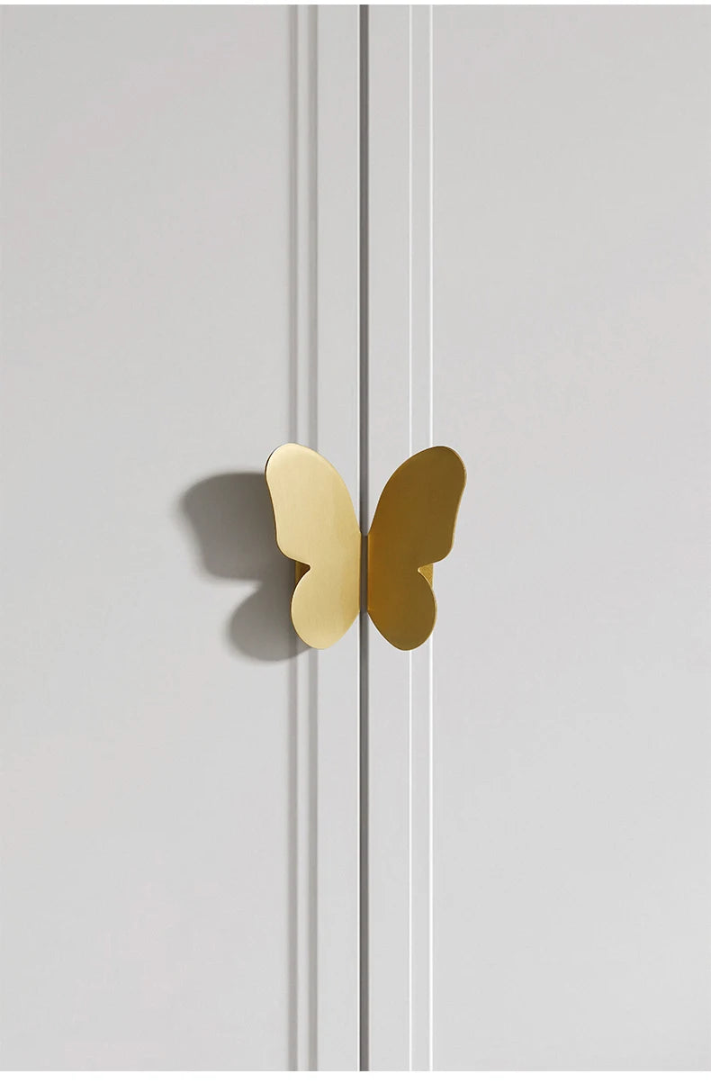 Brass Butterfly Furniture Handles Gold Ins Wind Insect Design Bedroom Wardrobe Children's Room Pulls Cabinet Drawer Dresser Knob
