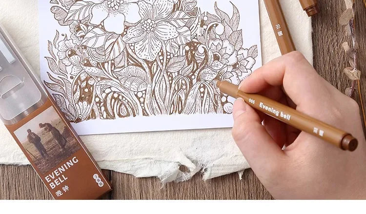 Brown Pigment Liner Needle Waterproof Drawing Pen For Sketch Watercolor Drawing Needle Pen Hook Line Pen Stationery Art Supplies