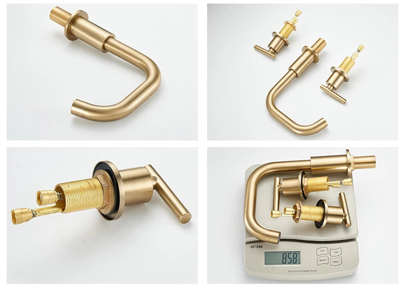 Brushed Gold Basin Faucets Total Brass Black Bathroom Faucet Black Sink Faucets 3 Hole Hot And Cold Waterfall Faucet Water Tap