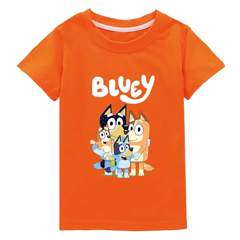 Moose New Bluey Family Summer Short-Sleeved T-Shirt Fashionable Children'S Clothing Boys And Girl Clothes Short-Sleeved T-Shirt