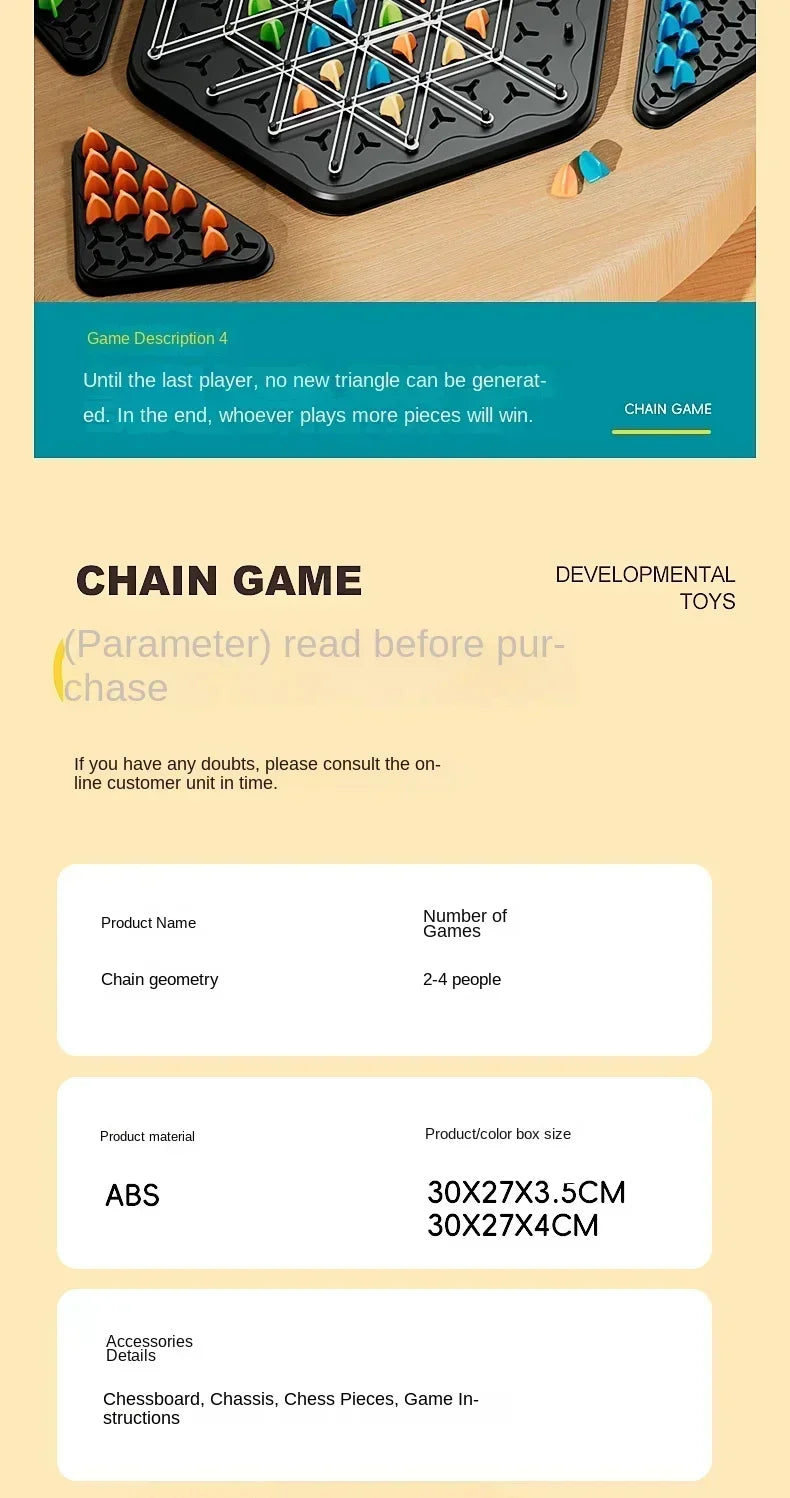 New Geometry Chain Chess Puzzle Triangle Chess Desktop Game Rubber Band Training Family Interaction Exercise Thinking Toys Gifts