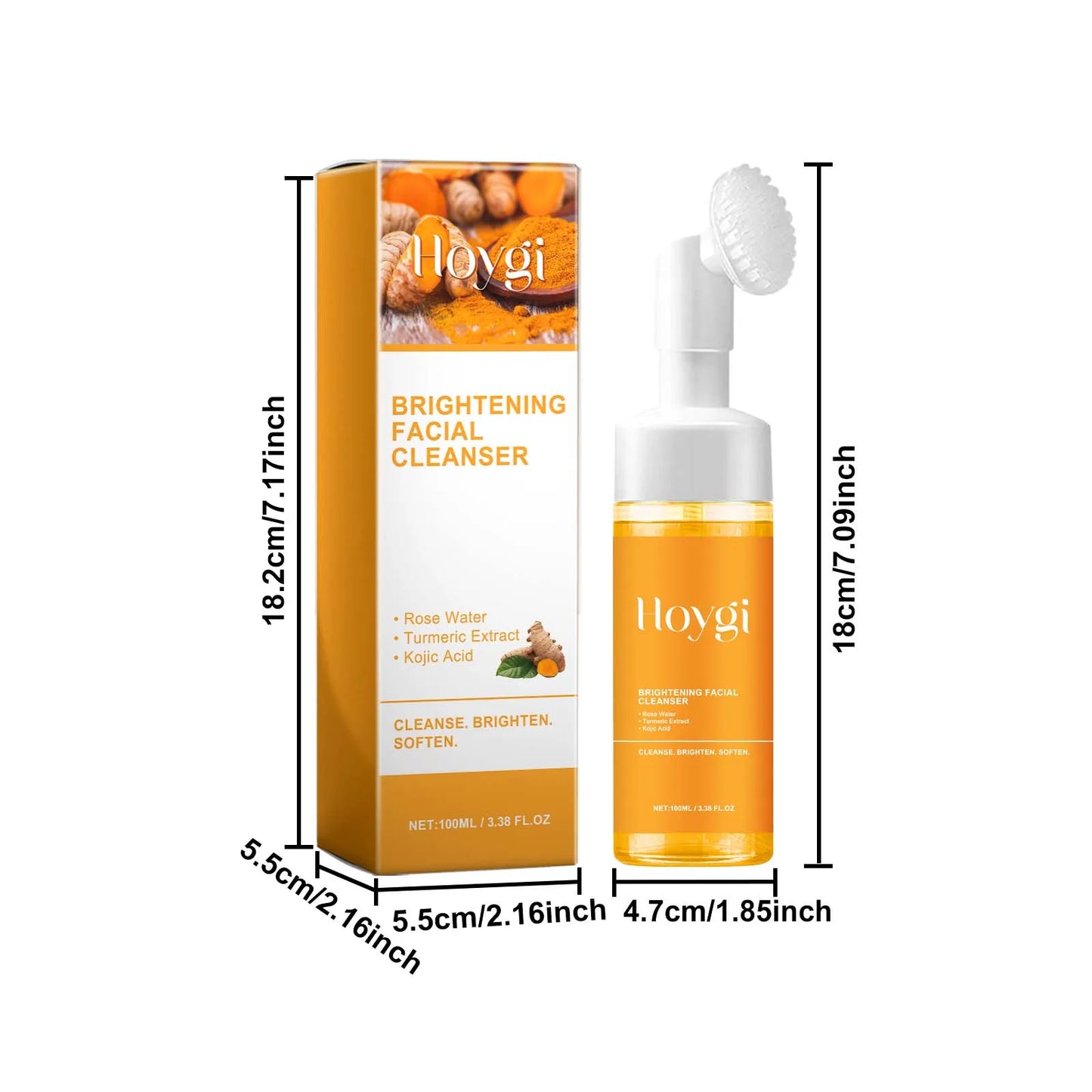 100ml Turmeric Cleansing Mousse Brightening Face Wash Foam Face Cleanser Oil Control Blackhead Remover Skin Cleansing