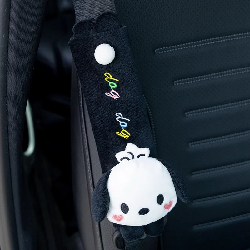 Cute Pochacco Headrest Seat Belt Cover For Car Seat Lovely Japanese Style Car Decoration Back Cushion Tissue Box Cover Gifts