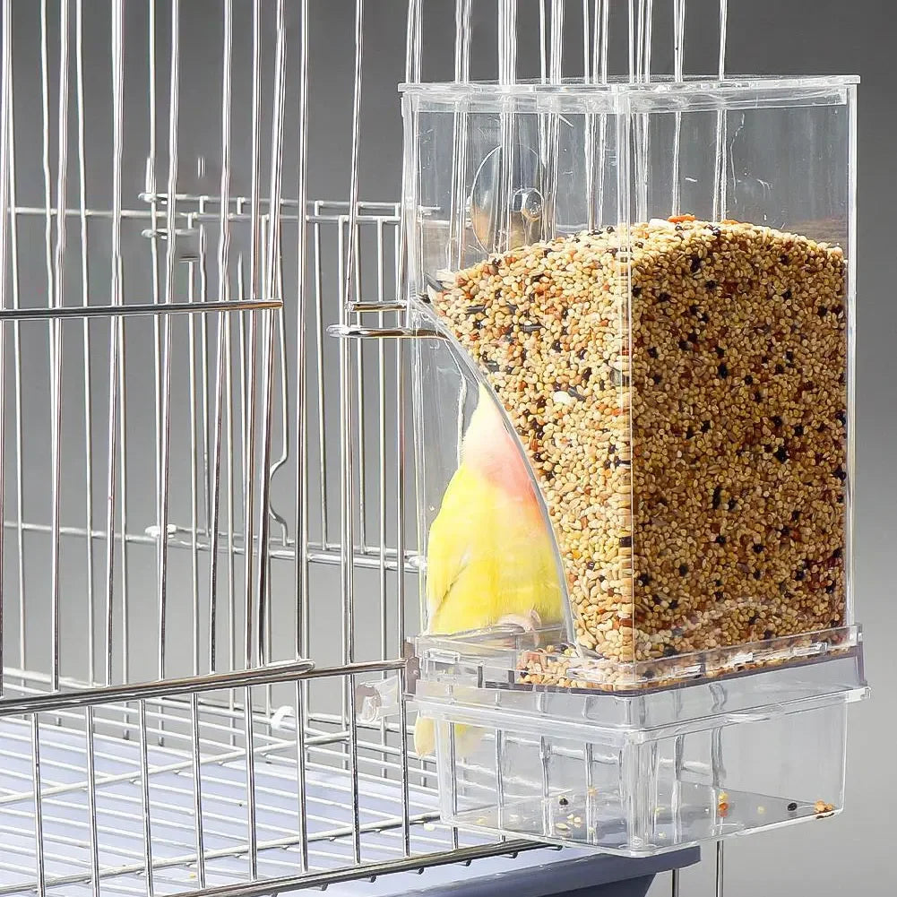 Automatic Bird Feeders No Mess Parrot Feeder Drinker Acrylic Seed Food Container Cage Accessories For Small And Medium Parakeets