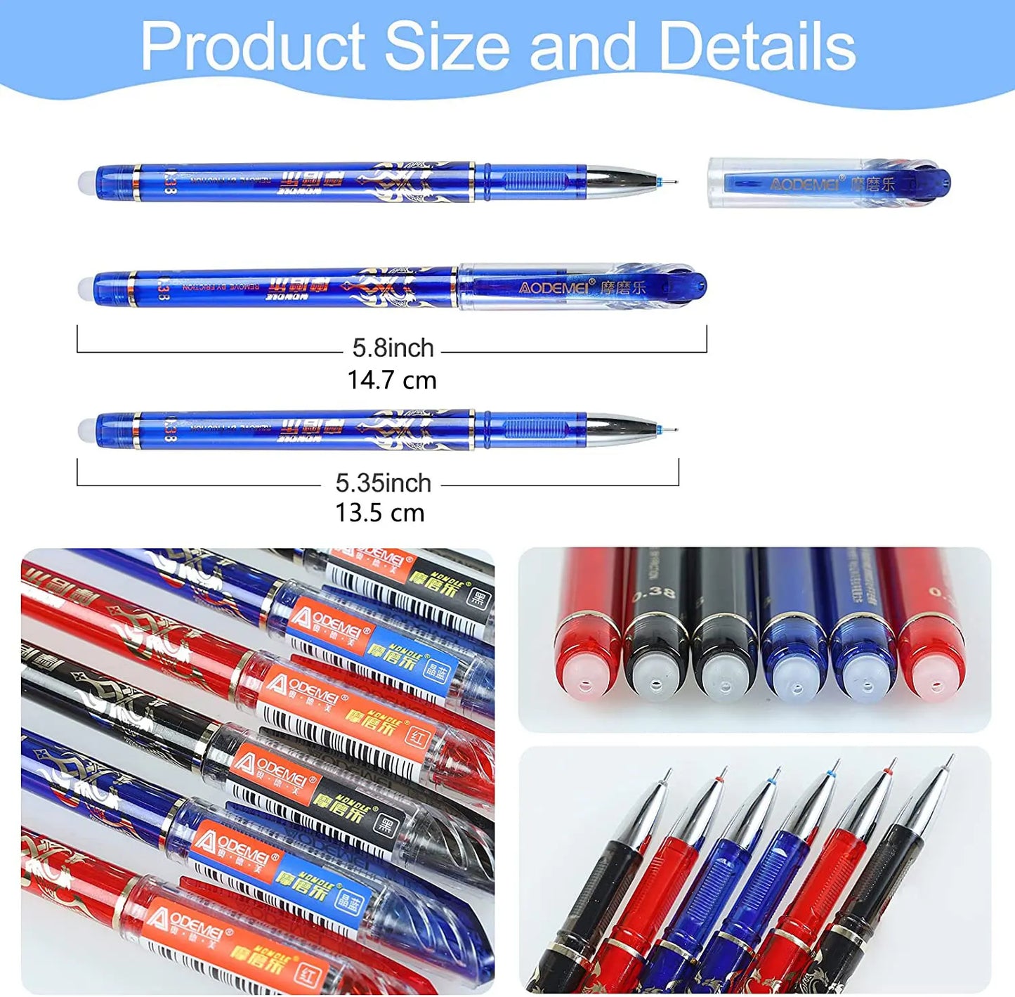 Pen For School Business Supplies Office Erasable Gel Pen Set 0.5mm Needle Tip Gel Ink Pens Refills Rods Write Erase Washable New