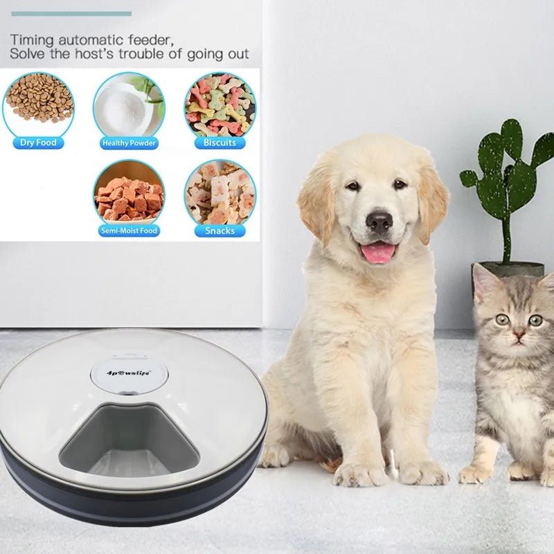 Pet Automatic Feeder Food Timing Dispenser Portion Control Detachable Dogs Cats Anti Slip With Voice Recorder Dry Wet Food