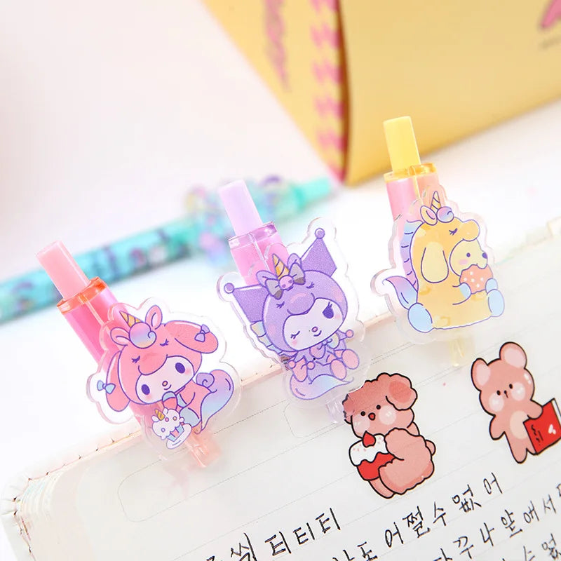 New Sanrio 24/48 gel pens cartoon melody Kuromi cute student writing press patch pen 0.5mm black writing smooth office supplies