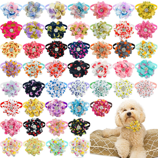 10PCS Pet Dog Cat Bowties Adjustable Fashion Flower Collar Dog Bow Tie Personalised Small and Medium Sized Dog Accessories