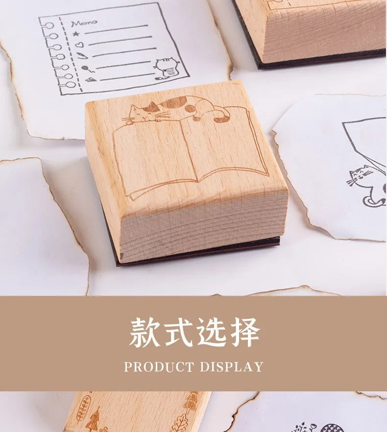Cat Animals Wooden Rubber Stamps for Card Making Scrapbooking and Crafts