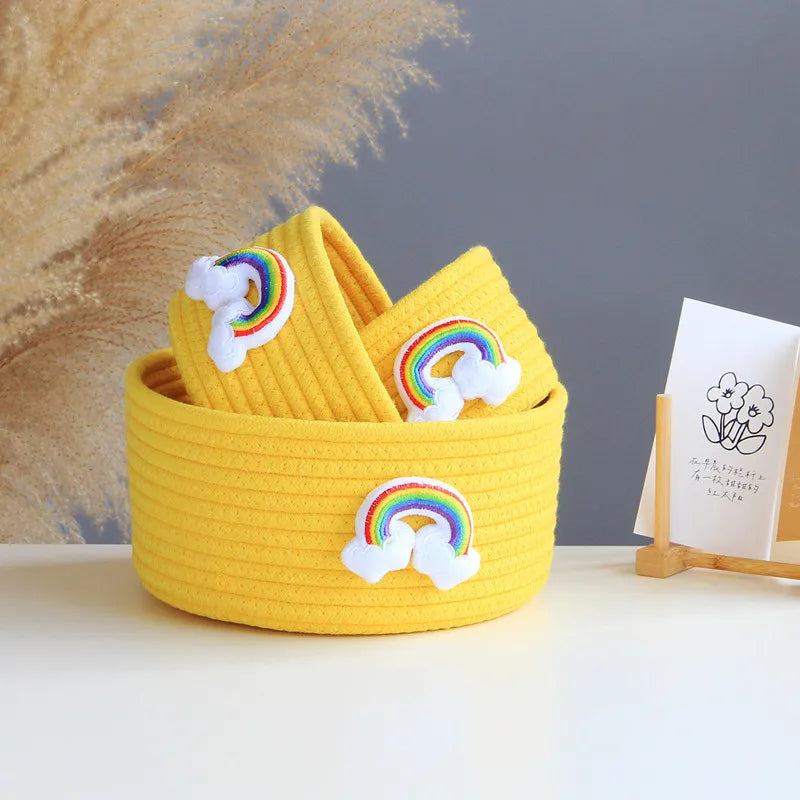 Cotton Rope Woven Storage Basket LuanQI Cartoon Animals Children's Toy Organizer Handmade Desktop Storage Candy Clothes Toys Box