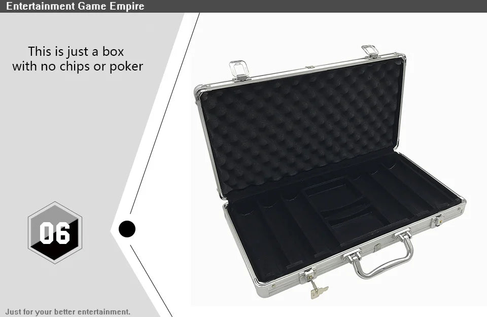 Portable 100/300 Suitcase Poker Set Chips Box Non-slip Mat Aluminum Suitcase Texas Playing Card Chips Box Entertainment