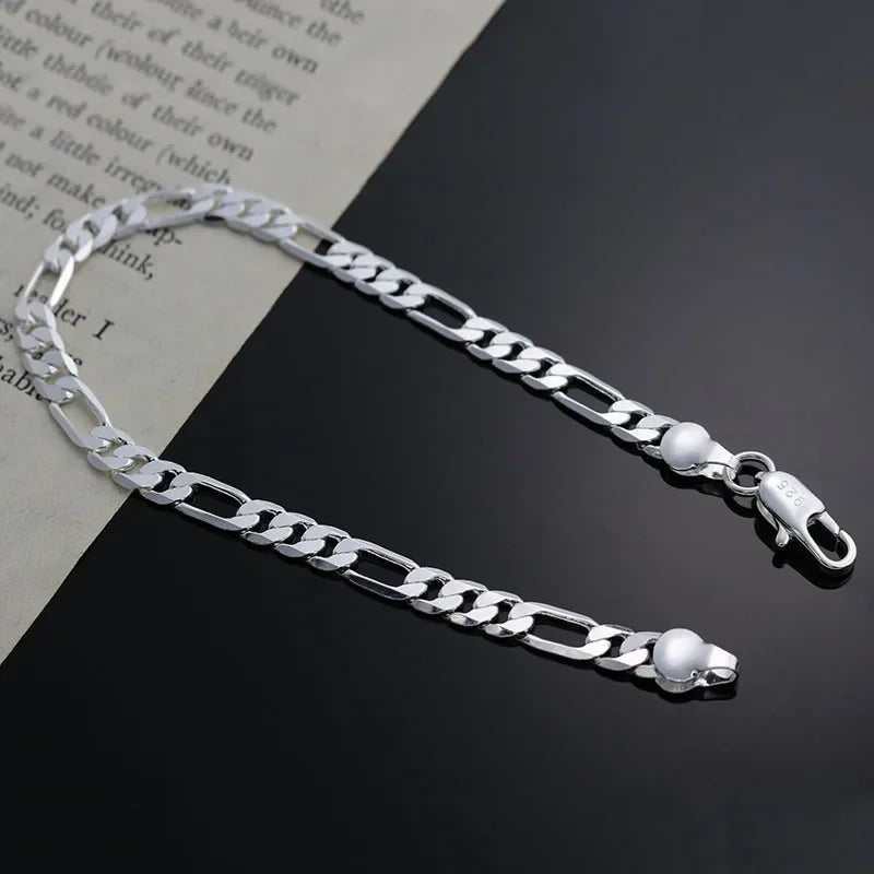 Wholesale charms classic 4MM sideways chain 925 Sterling silver Bracelet for woman boy man jewelry Wedding party Christmas gifts