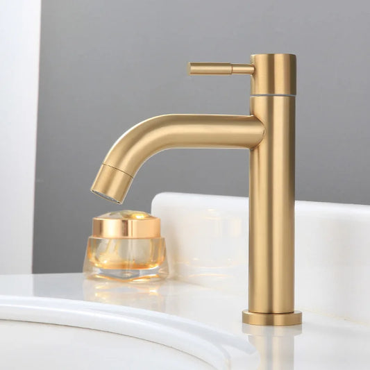 Bathroom Basin Faucet 1/2Inch 304 Stainless Steel Single Cold Water Tap Gold Black Sink Faucet Replacement Bathroom Accessories